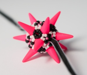Great Ball of Spikes - Black, White & Neon Pink - Sarah Cryer Beadwork